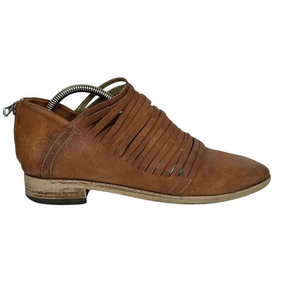 Free People Lost Valley Leather Ankle Bootie 38 7.5 Western Brown Festival Boots - Picture 2 of 12